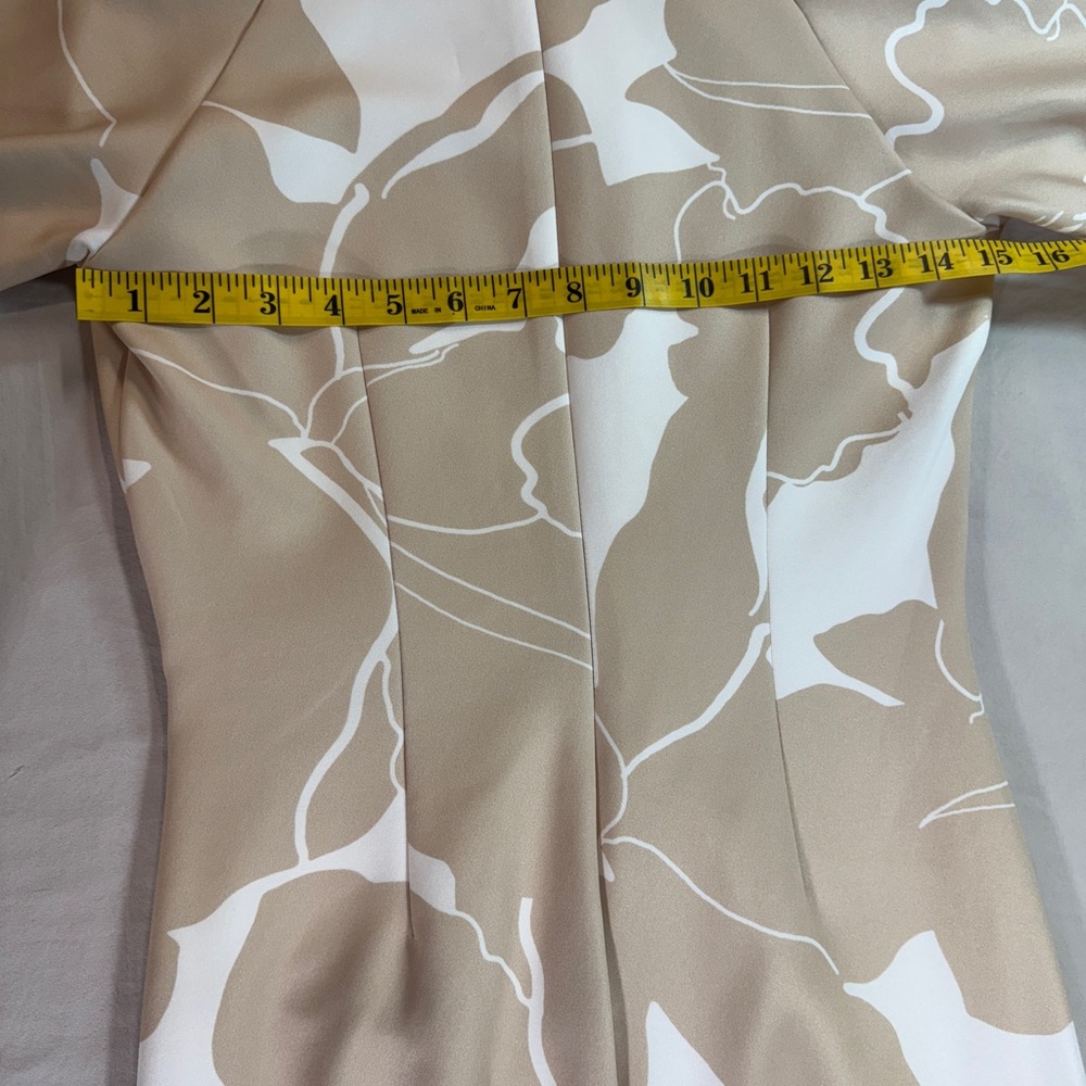NWT Donna Karan New York Water Color Print Midi Sheath Dress Floral Beige 2 - Picture 7 of 10